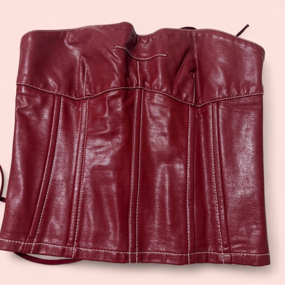 Edikted Red Leather Corset Top